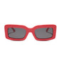 diff eyewear wholesale indy rectangular sunglasses with a sunset red frame and grey lenses front view