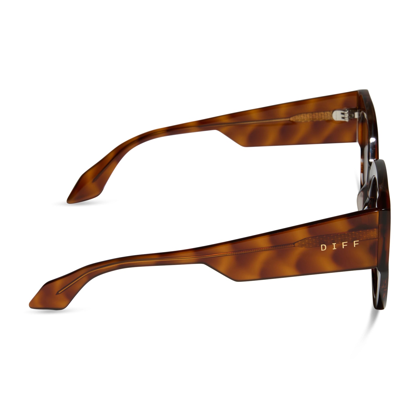 diff eyewear featuring the ivy cateye sunglasses with a sequoia tortoise frame and brown gradient lenses side view