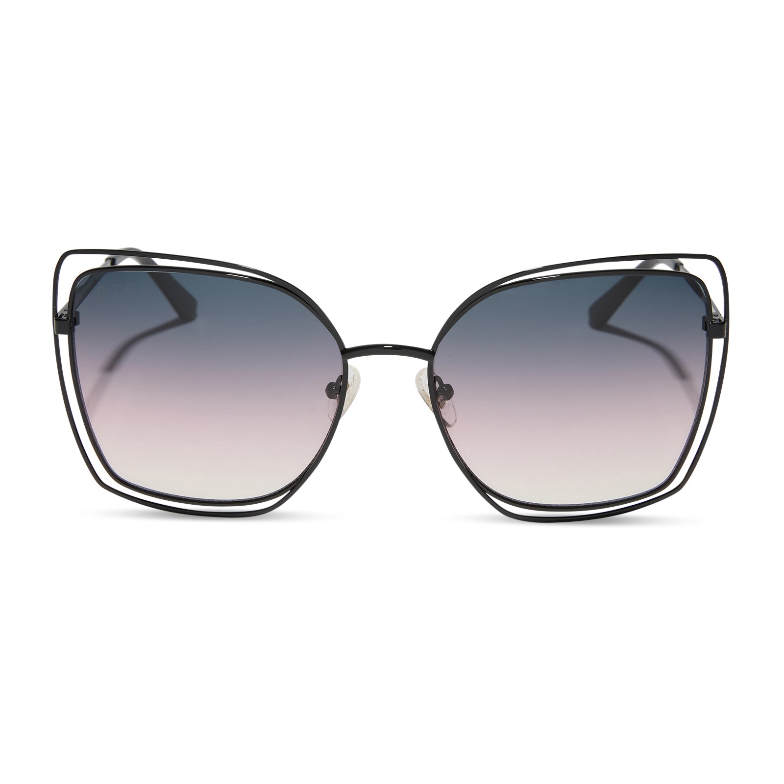 diff eyewear wholesale jacqueline square sunglasses with a black frame and twilight gradient lenses front view