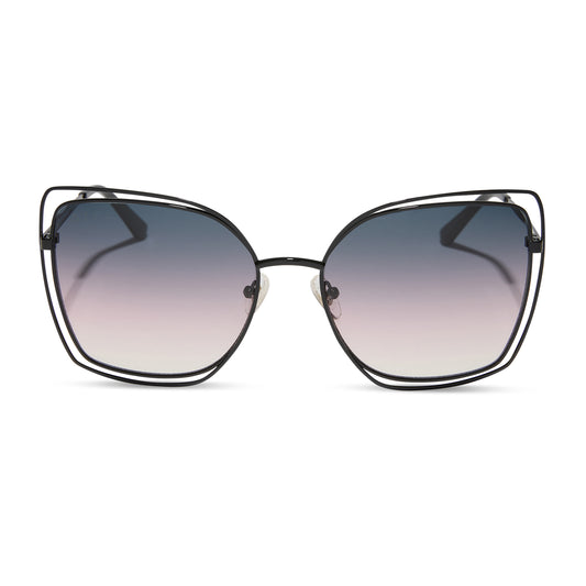 diff eyewear wholesale jacqueline square sunglasses with a black frame and twilight gradient lenses front view