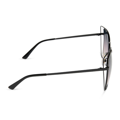 diff eyewear wholesale jacqueline square sunglasses with a black frame and twilight gradient lenses side view