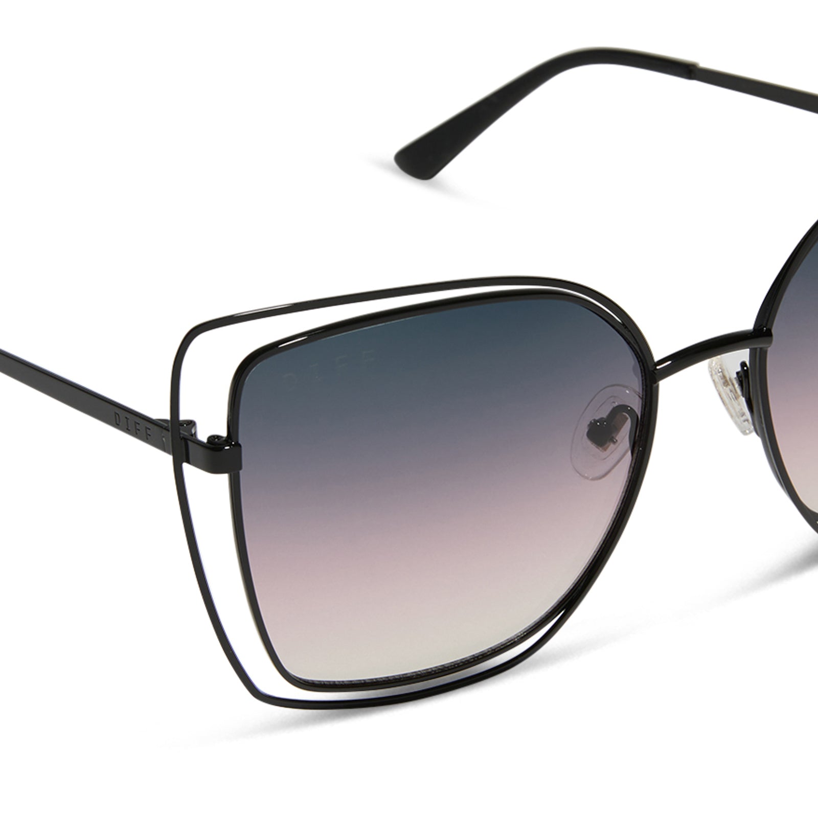 diff eyewear wholesale jacqueline square sunglasses with a black frame and twilight gradient lenses detailed view