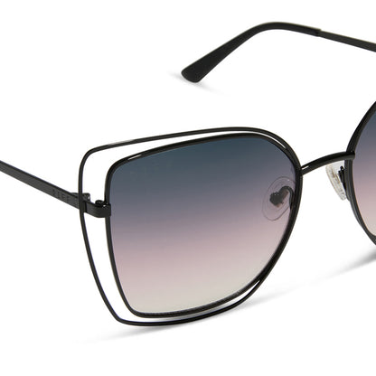 diff eyewear wholesale jacqueline square sunglasses with a black frame and twilight gradient lenses detailed view