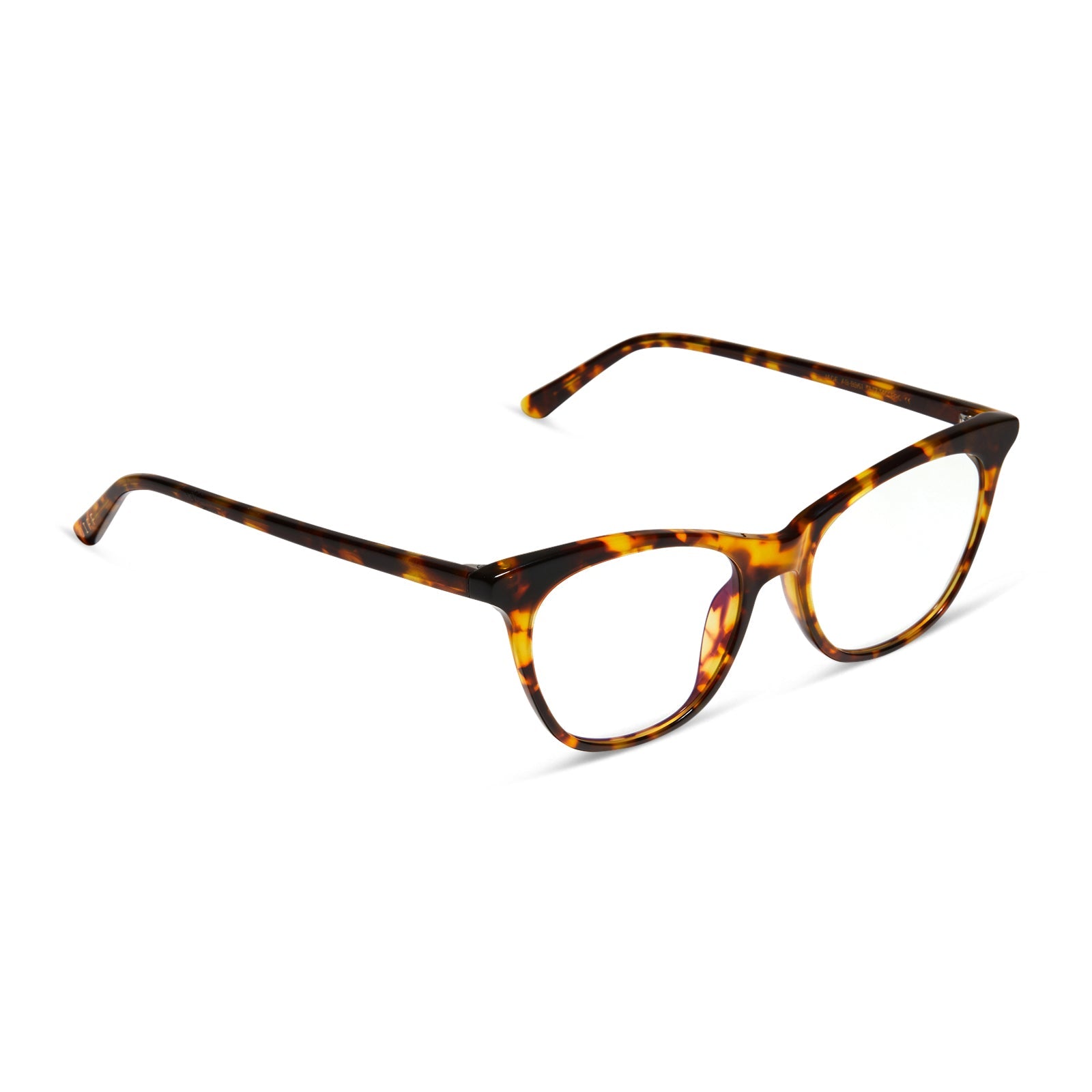 diff eyewear jade cat eye glasses with a amber tortoise prescription glasses angled view