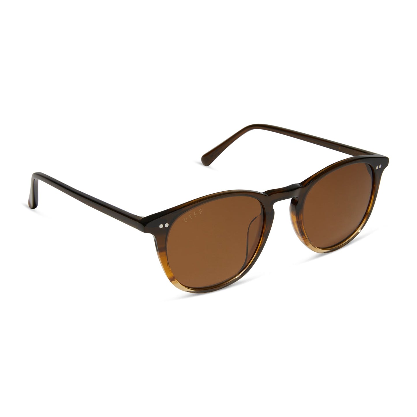 diff eyewear jaxson xl square sunglasses with a mocha brown acetate frame and brown polarized lenses angled view