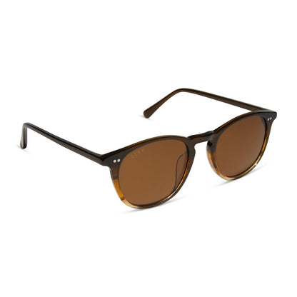 diff eyewear jaxson xl square sunglasses with a mocha brown acetate frame and brown polarized lenses angled view