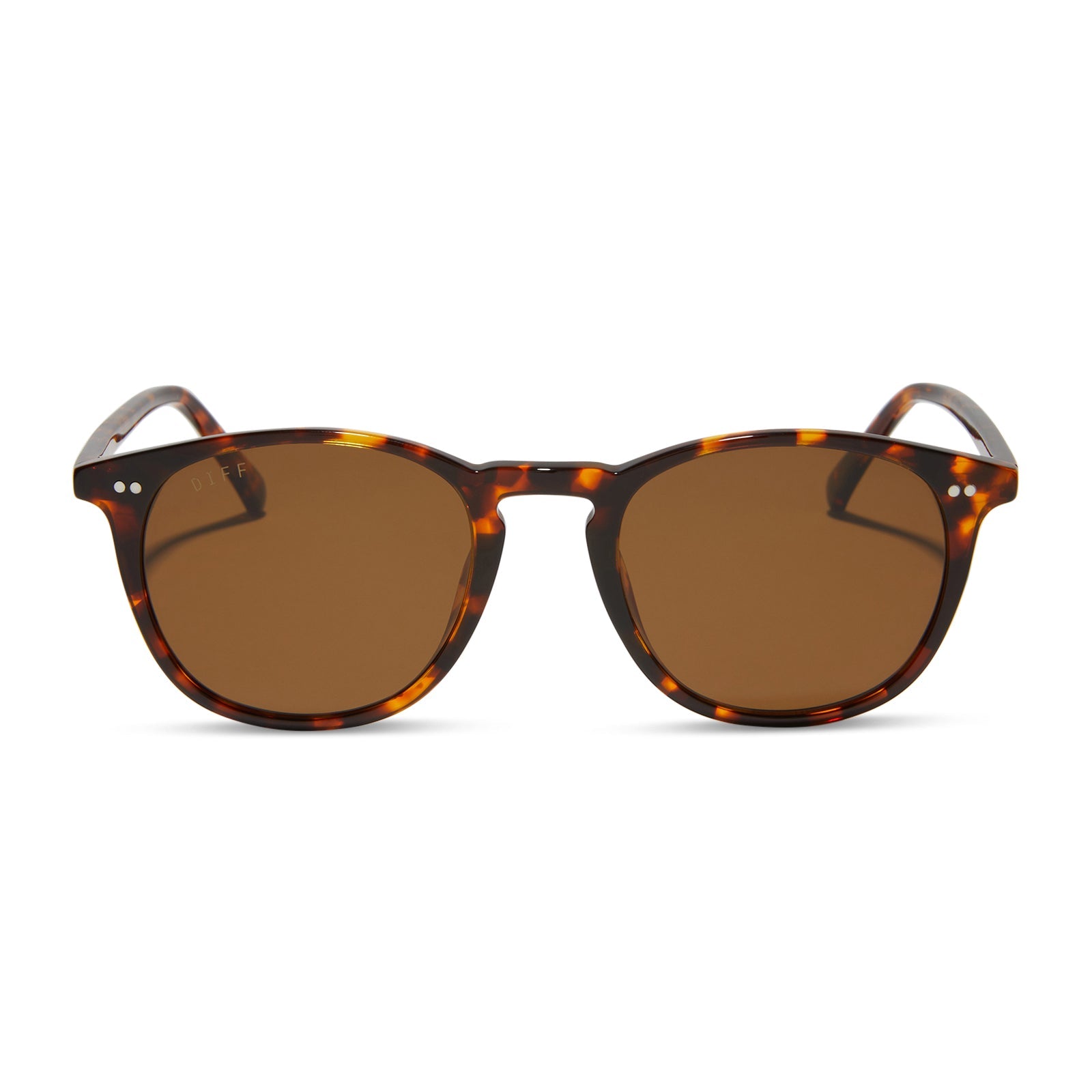 diff eyewear featuring the jaxson xl square sunglasses with a rich tortoise frame and brown polarized lenses front view