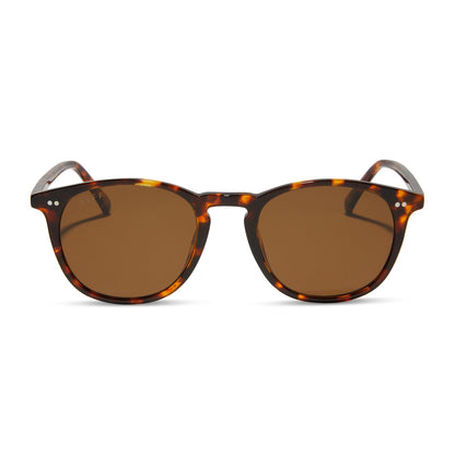 diff eyewear featuring the jaxson xl square sunglasses with a rich tortoise frame and brown polarized lenses front view