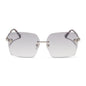 jena sims x diff eyewear featuring the rookie square sunglasses with a blue color pop and silver metal frame and sheer tint lenses front view