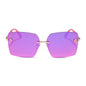 jena sims x diff eyewear featuring the rookie square sunglasses with a hot pink with gold metal frame and hot pink mirror lenses front view