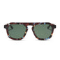 jena sims x diff eyewear featuring the sims navigator sunglasses with a blue color pop with gold metal frame and g15 polarized lenses front view