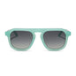 jena sims x diff eyewear featuring the sims navigator sunglasses with a bronco blue with silver metal frame and grey gradient polarized lenses front view