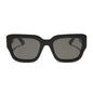 jessie james decker x diff eyewear featuring the loren square sunglasses with a black frame and grey lenses front view