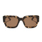 jessie james decker x diff eyewear featuring the loren square sunglasses with a espresso tortoise frame and brown lenses front view