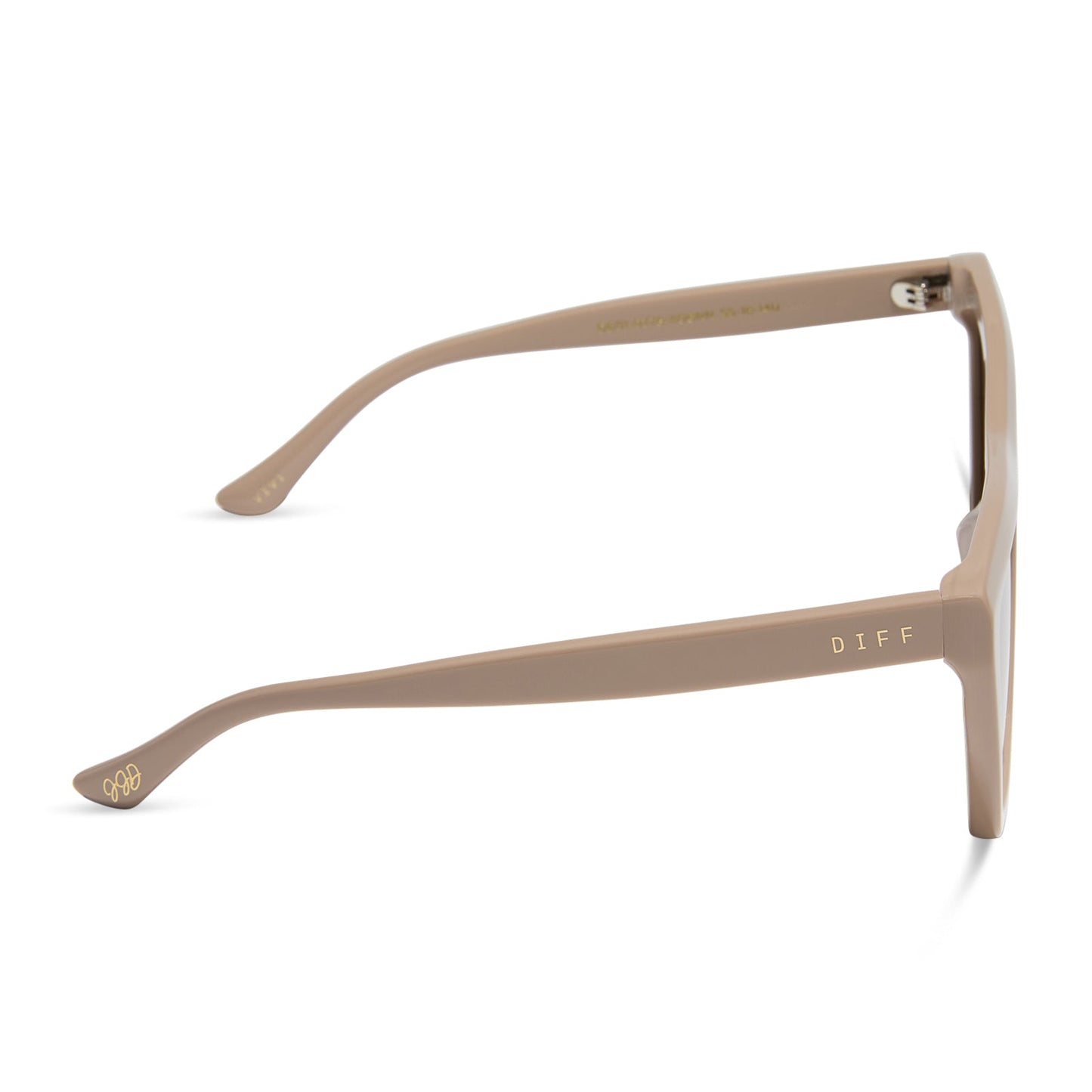 jessie james decker x diff eyewear featuring the vivi cat eye sunglasses with a almond brown frame and brown lenses side view