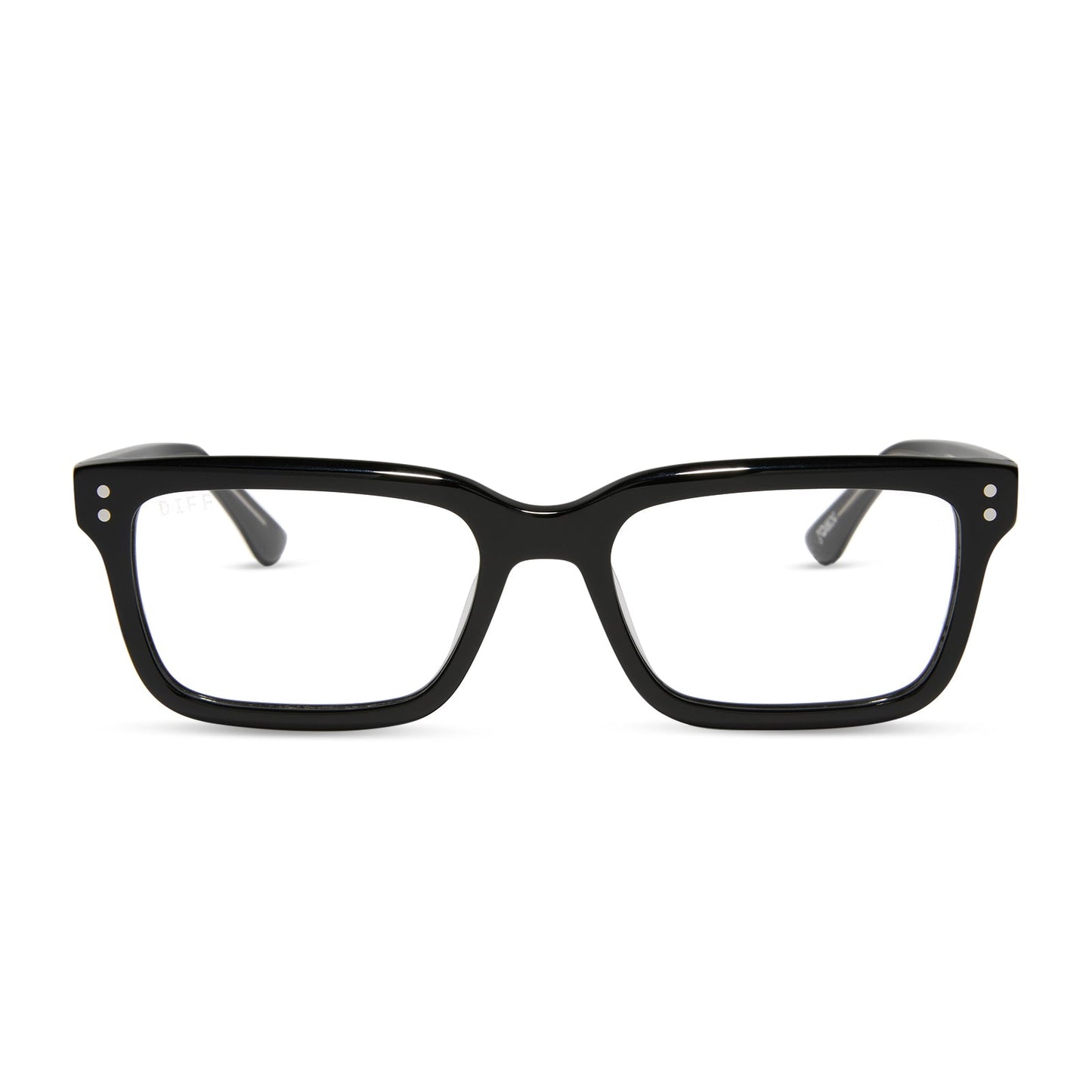 diff eyewear yellowstone john dutton rectangular prescription glasses black frame front view