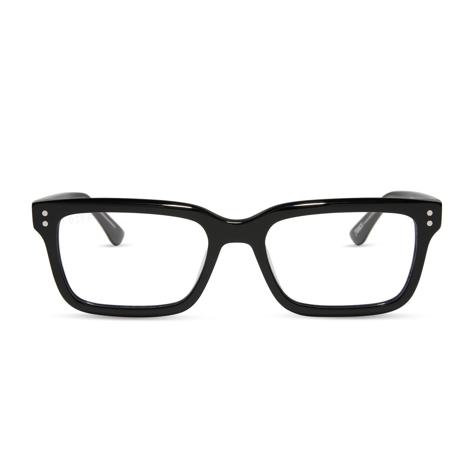 diff eyewear yellowstone john dutton rectangular prescription glasses black frame front view