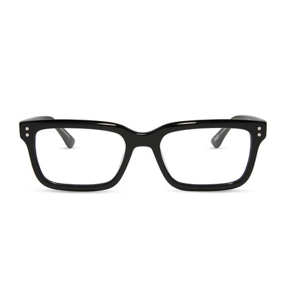 diff eyewear yellowstone john dutton rectangular prescription glasses black frame front view