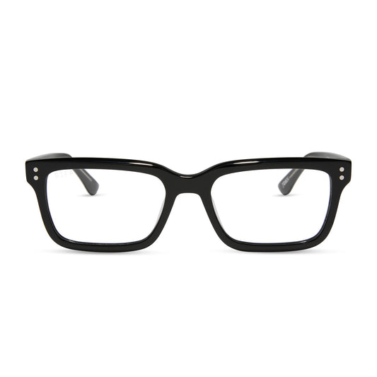 diff eyewear yellowstone john dutton rectangular prescription glasses black frame front view