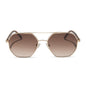 jojo fletcher x diff eyewear joelle navigator sunglasses with a gold metal and horn tortoise temples with brown gradient lenses front view