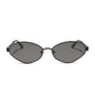 jojo fletcher x diff eyewear jordy cat eye sunglasses with a black metal frame and grey polarized lenses front view