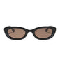 jojo fletcher x diff eyewear jordy round cat eye sunglasses with a black acetate frame and brown lenses front view