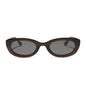 jojo fletcher x diff eyewear jordy round cat eye sunglasses with a chocolate crystal acetate frame and grey polarized lenses front view