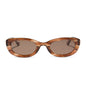 jojo fletcher x diff eyewear jordy round cat eye sunglasses with a horn tortoise acetate frame and brown lenses front view