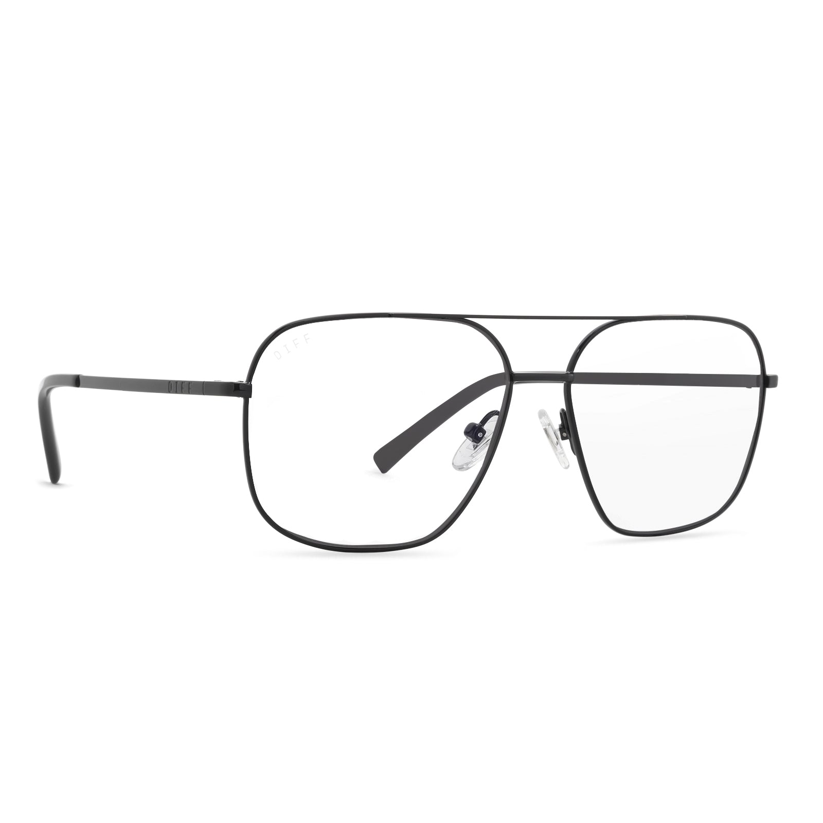 diff eyewear jonas aviators blue light technology glasses in a black frame angled view