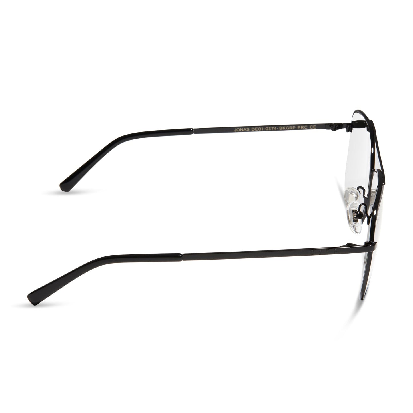 diff eyewear jonas aviators blue light technology glasses in a black frame side view