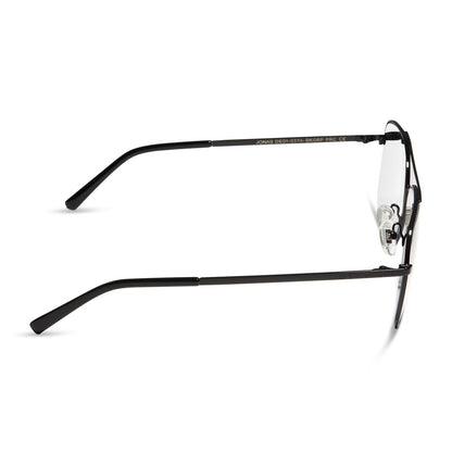 diff eyewear jonas aviators blue light technology glasses in a black frame side view