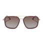 diff eyewear jordan navigator sunglasses with a cocoa powder brown frame, gold temples, and coca powder to baby blue gradient lenses front view
