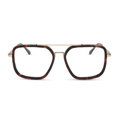 diff eyewear featuring the jordan navigator  glasses with a confetti tortoise frame front view