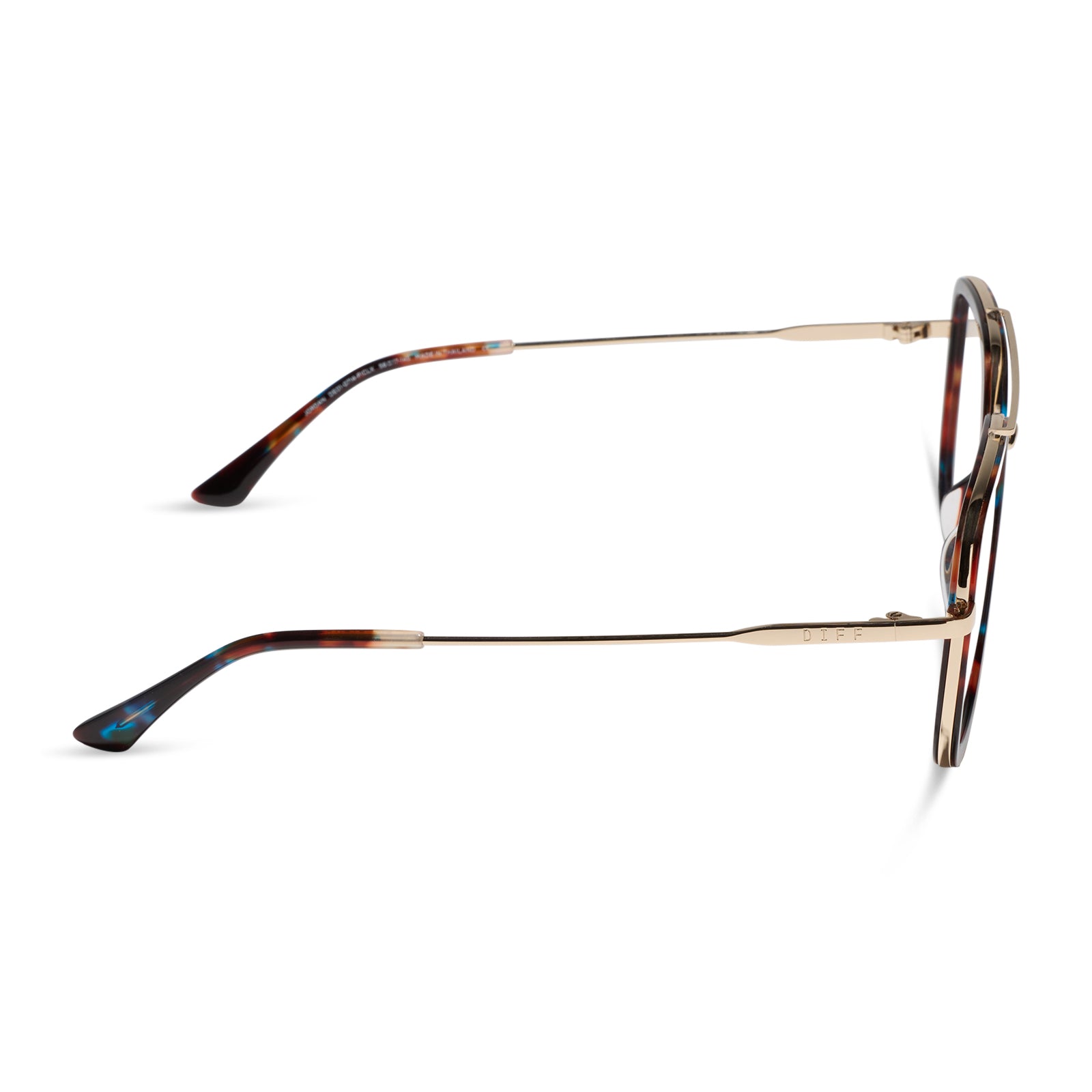 diff eyewear featuring the jordan navigator  glasses with a confetti tortoise frame side view