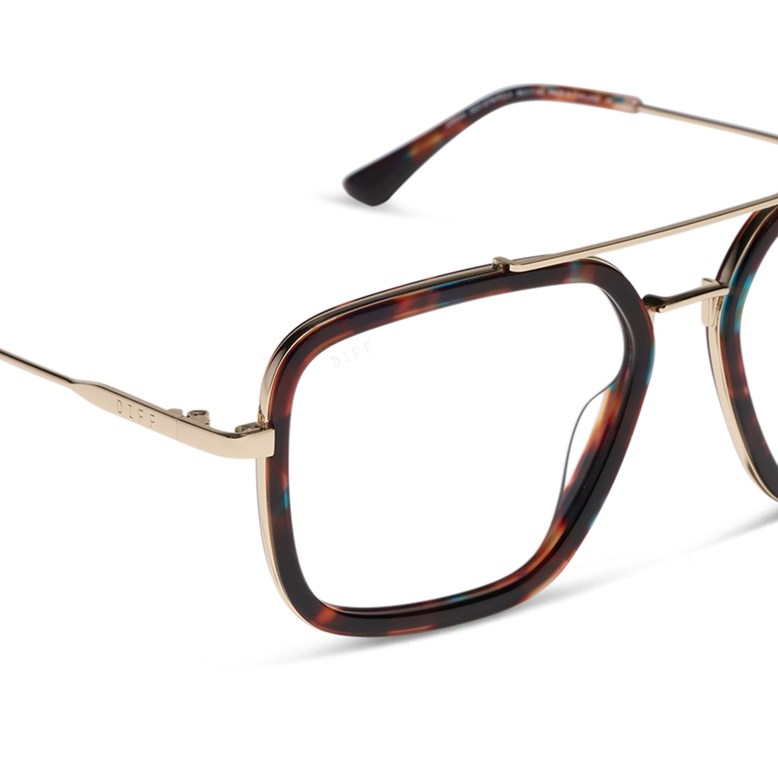 diff eyewear featuring the jordan navigator  glasses with a confetti tortoise frame detailed view