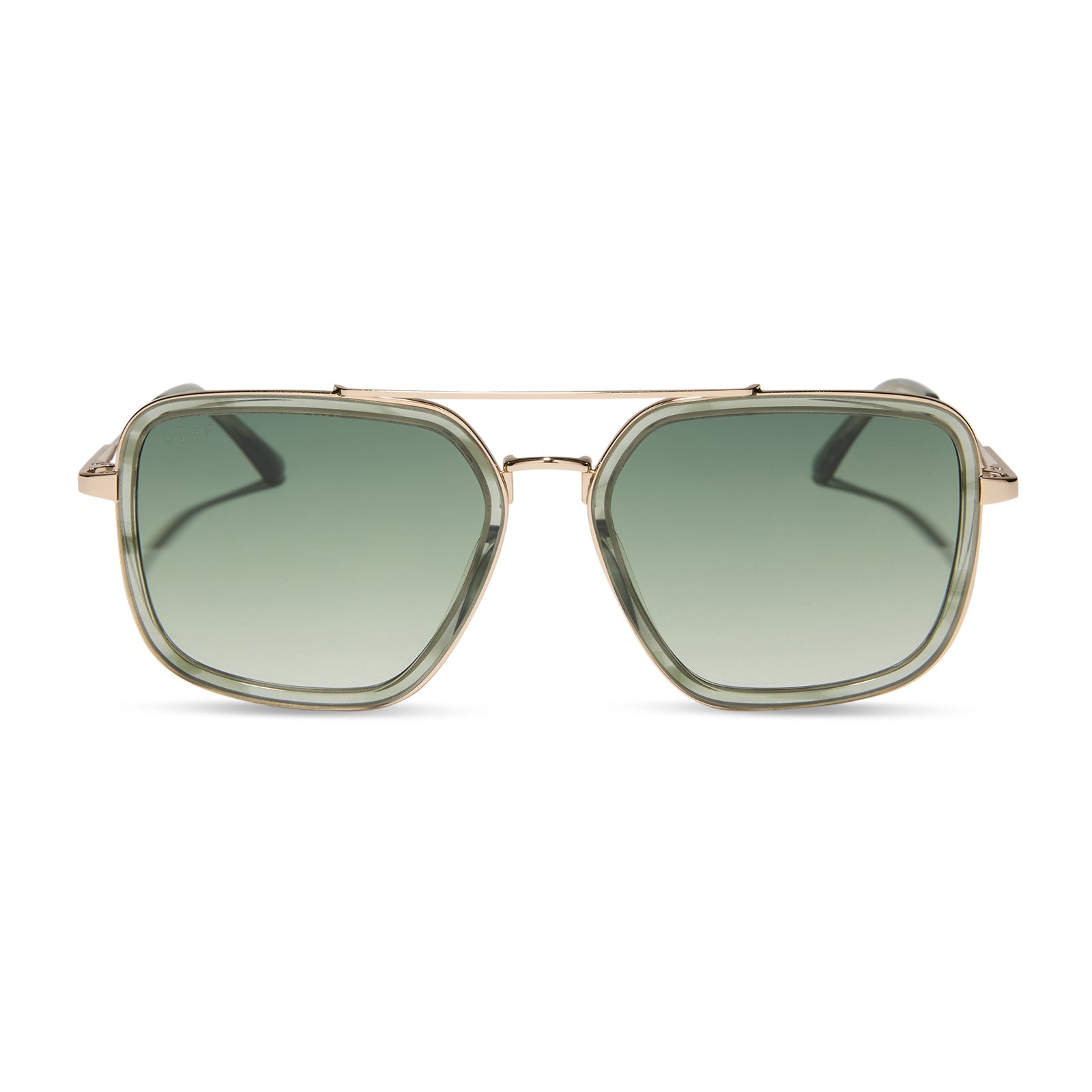 diff eyewear featuring the jordan navigator sunglasses with a cool matcha green frame and cool matcha gradient lenses front view