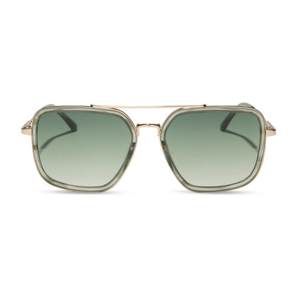 diff eyewear featuring the jordan navigator sunglasses with a cool matcha green frame and cool matcha gradient lenses front view