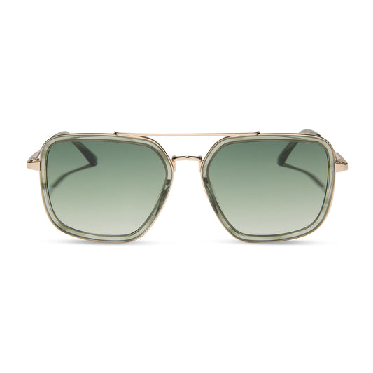 diff eyewear featuring the jordan navigator sunglasses with a cool matcha green frame and cool matcha gradient lenses front view