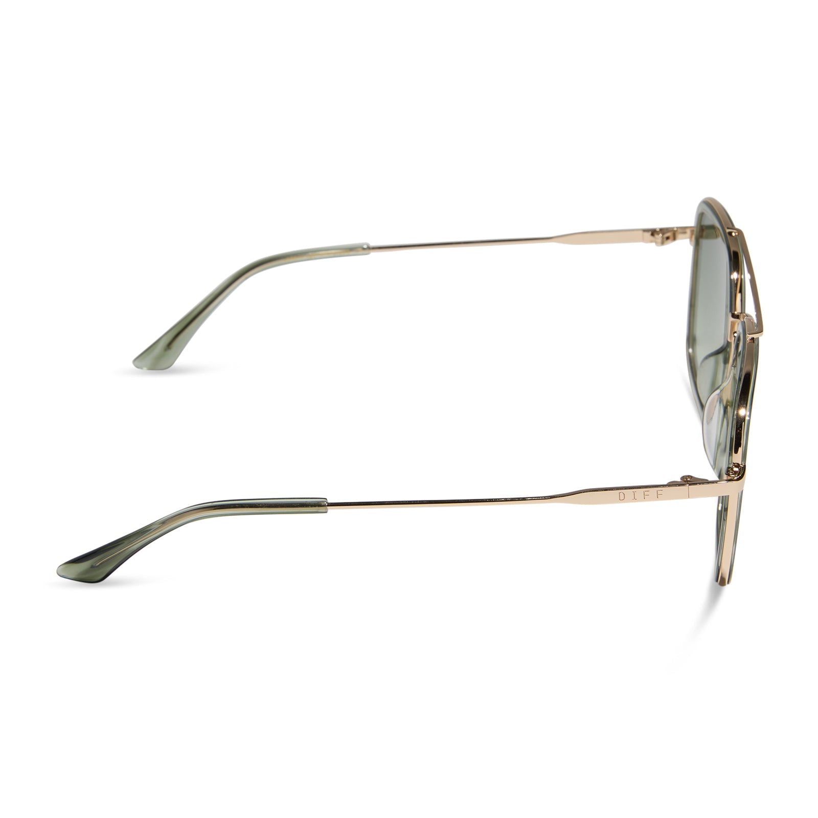 diff eyewear featuring the jordan navigator sunglasses with a cool matcha green frame and cool matcha gradient lenses side view