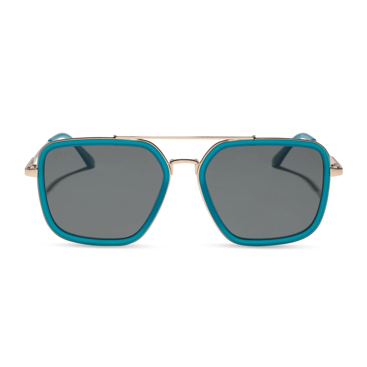 diff eyewear featuring the jordan navigator sunglasses with a dark teal frame and grey polarized lenses front view