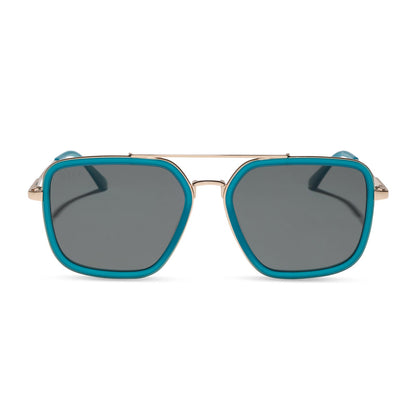 diff eyewear featuring the jordan navigator sunglasses with a dark teal frame and grey polarized lenses front view