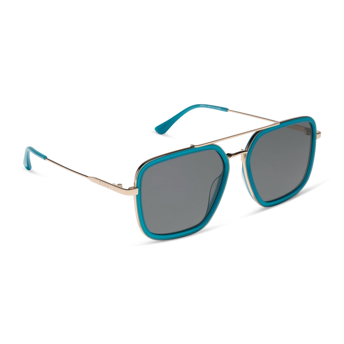 diff eyewear featuring the jordan navigator sunglasses with a dark teal frame and grey polarized lenses angled view