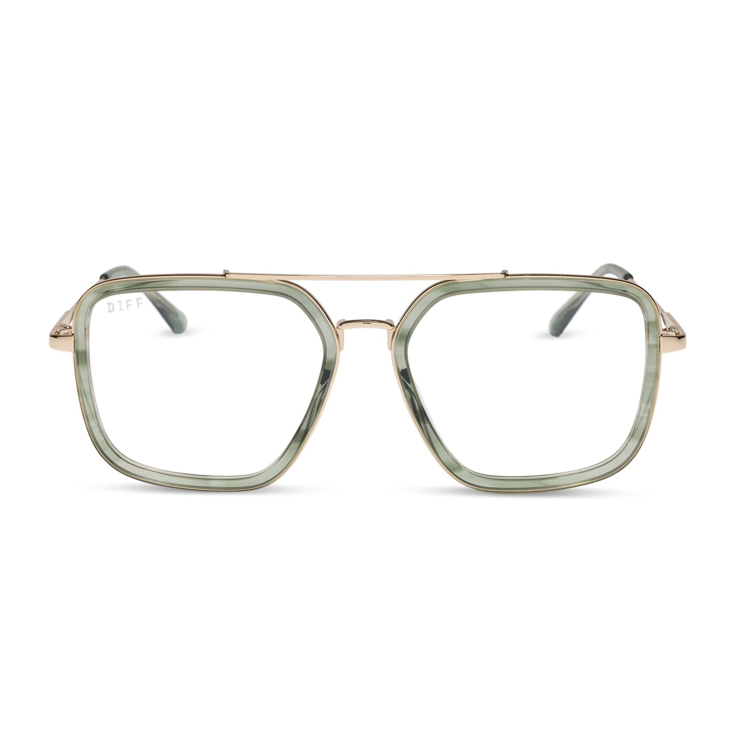 diff eyewear featuring the jordan navigator glasses with a match and gold frame front view