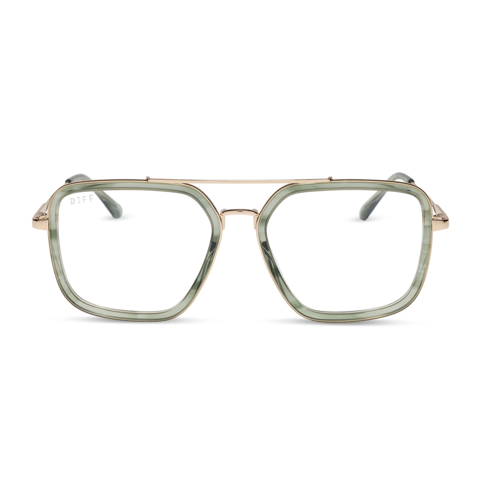 diff eyewear featuring the jordan navigator glasses with a match and gold frame front view