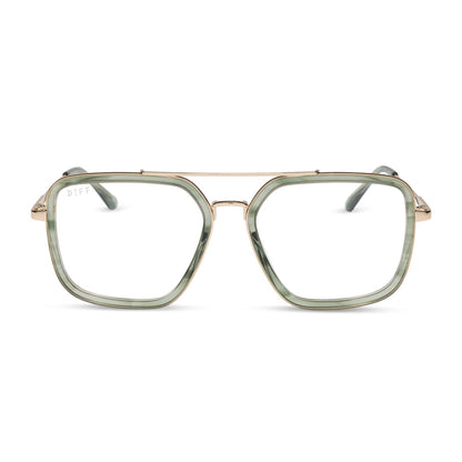 diff eyewear featuring the jordan navigator glasses with a match and gold frame front view