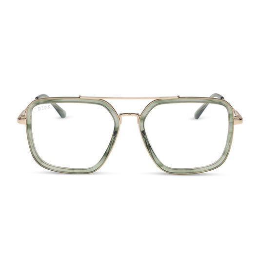 diff eyewear featuring the jordan navigator glasses with a match and gold frame front view