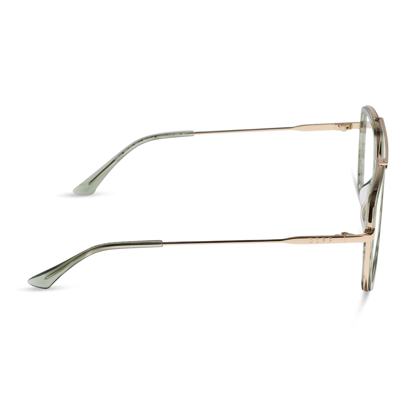 diff eyewear featuring the jordan navigator glasses with a match and gold frame side view