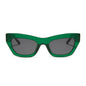 diff eyewear katarina cat eye sunglasses with a palm green crystal acetate frame and grey lenses front view