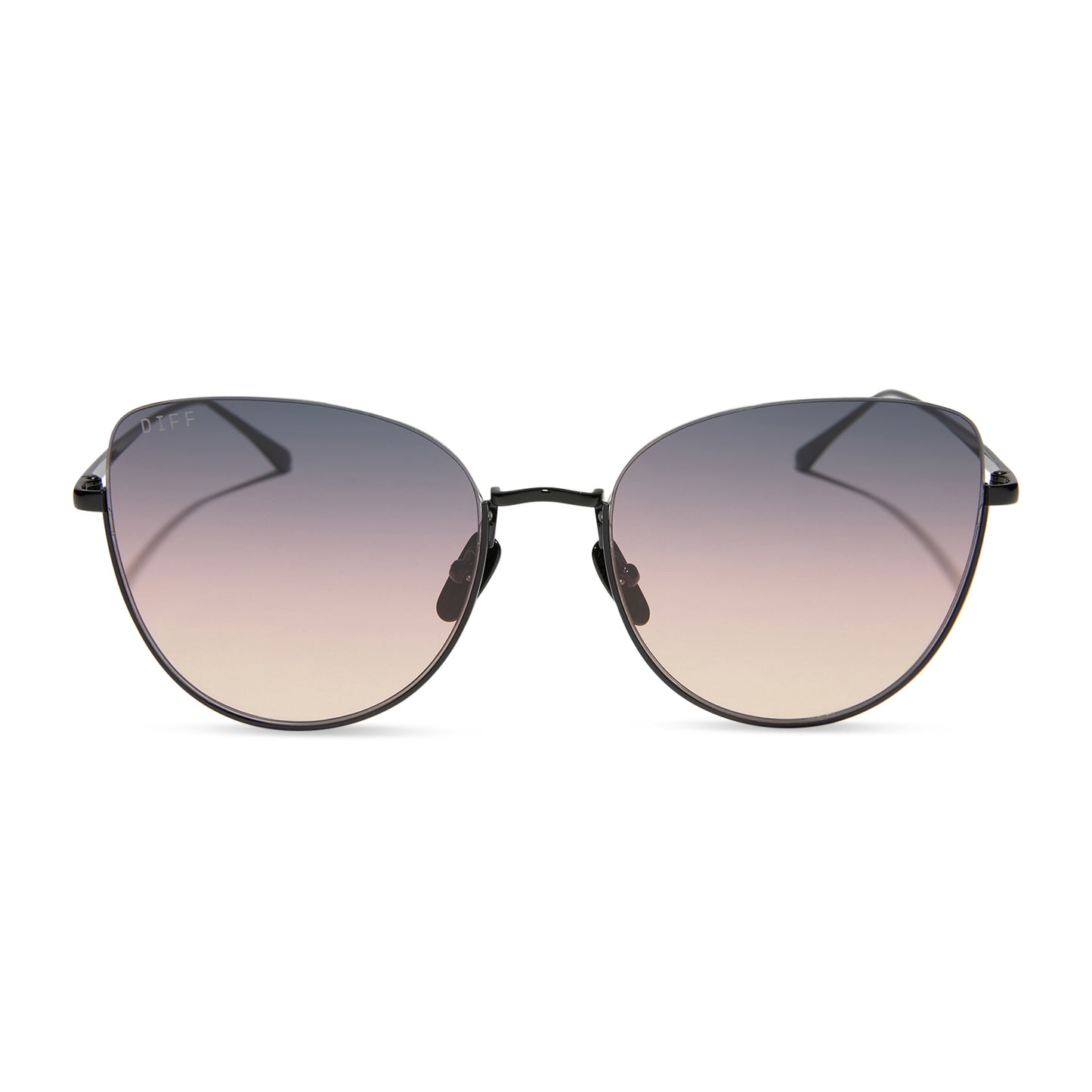 diff eyewear featuring the kinsley round sunglasses with a black frame and twilight gradient lenses front view