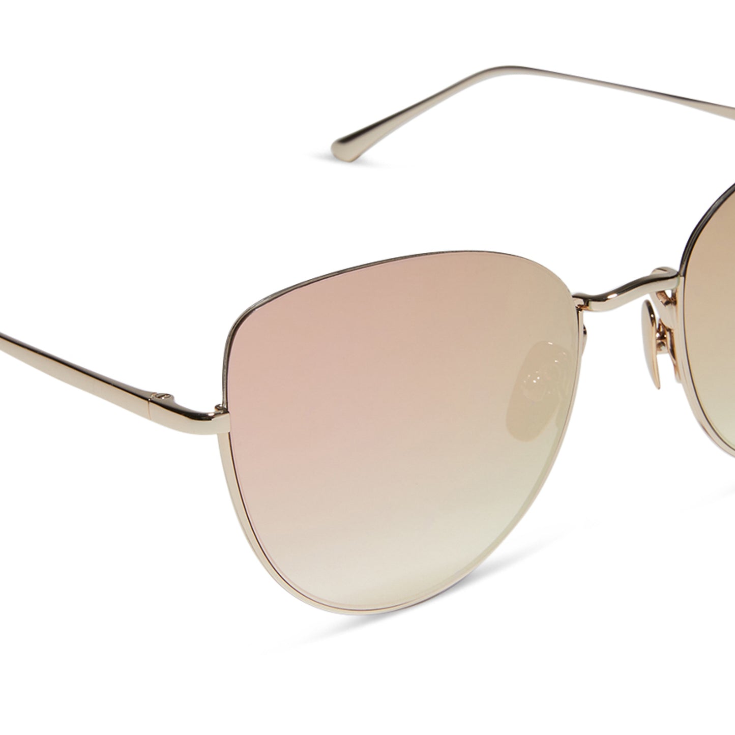 diff eyewear featuring the kinsley round sunglasses with a champagne frame and taupe mirror lenses detailed view